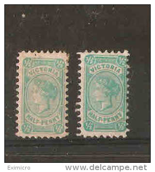 VICTORIA 1905-1912 ½d X 2  SG 416, 416b  MOUNTED MINT  Cat £9 - Neufs