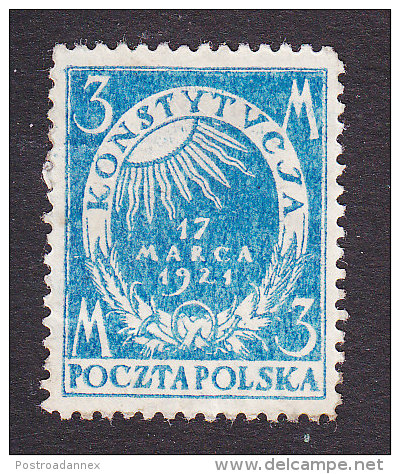 Poland, Scott #157, Mint Hinged, Sun Breaking Into Darkness, Issued 1921 - Unused Stamps