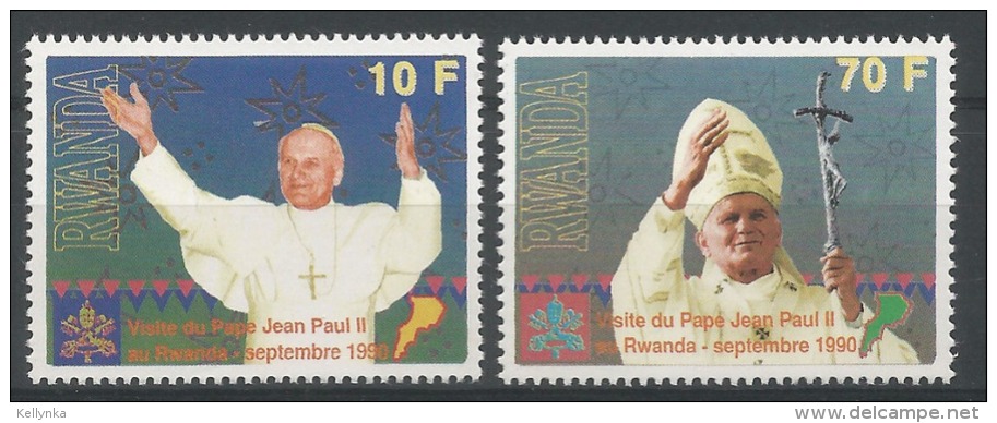 Rwanda - 1377/1378 - Jean-Paul II - 1990 - MNH - Nuovi