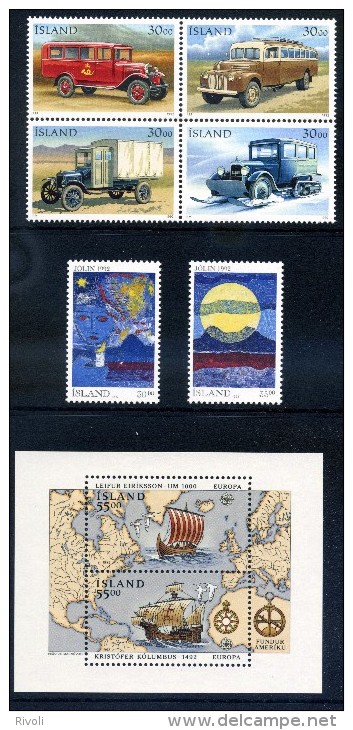 ISLAND - 1992 - : ANNEE COMPLETE AVEC FEUILLET CARTONNE - ** LUXE MNH COTE 58E - Années Complètes