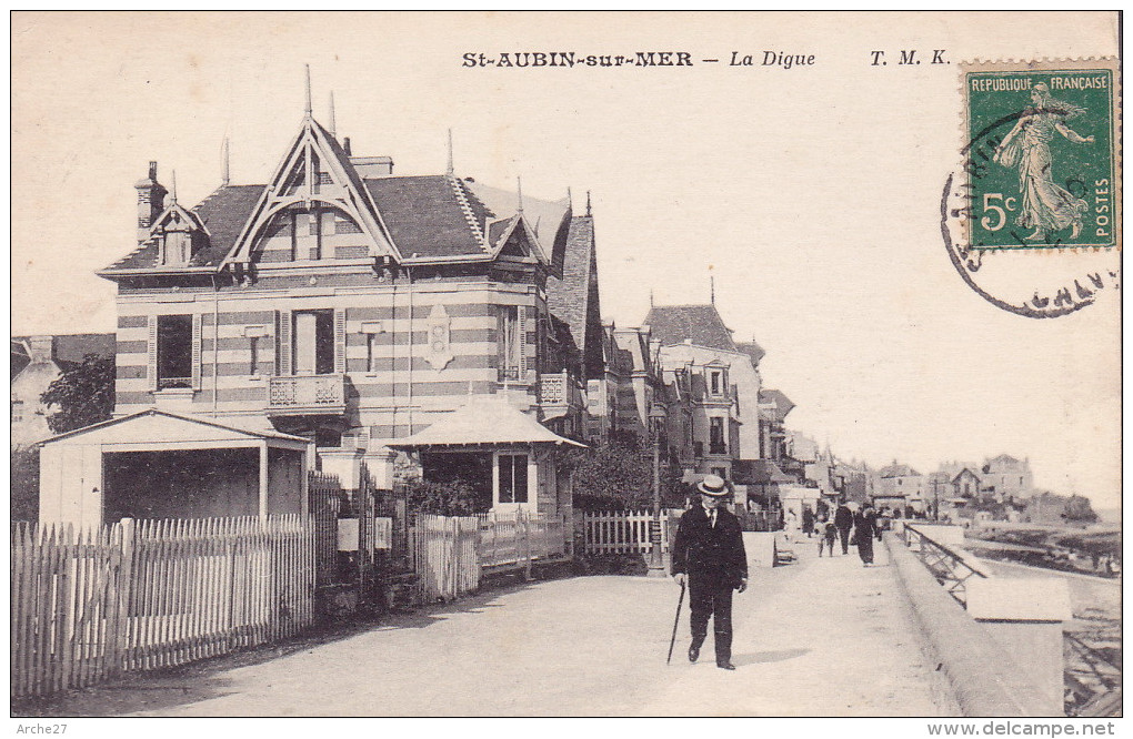 CPA - 14 - SAINT AUBIN Sur MER - La Digue - Saint Aubin