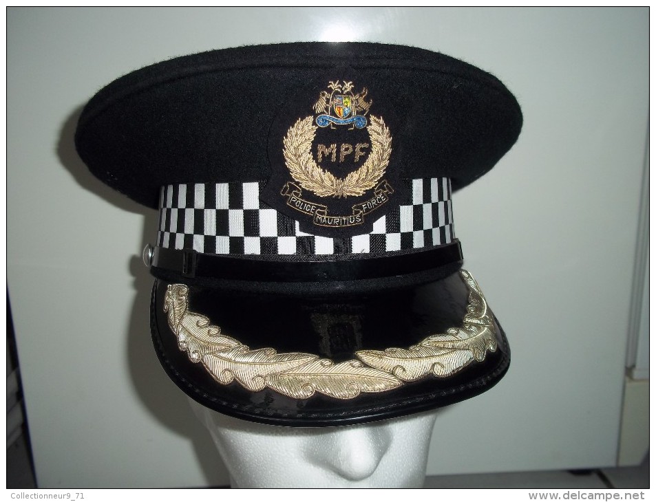 Casquette De La Police Mauricienne Collection Déco Rare - Headpieces, Headdresses