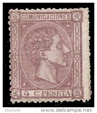 1875-ED. 163 ALFONSO XII 5 CTS. LILA - NUEVO SIN GOMA -MNG - - Unused Stamps