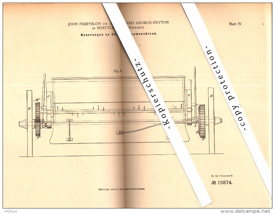 Original Patent - John Pamphilon And E.G. Peyton In Whittlesford , 1879 , Fertiliser Spreader , Agricultural !!! - Autres & Non Classés