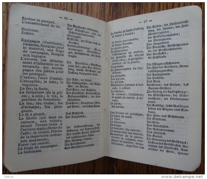1884 - J. F. MINSSEN - Termes , Sujets Et Dialogues Militaires En Français Et En Allemand -Editions Baudoin - 1801-1900