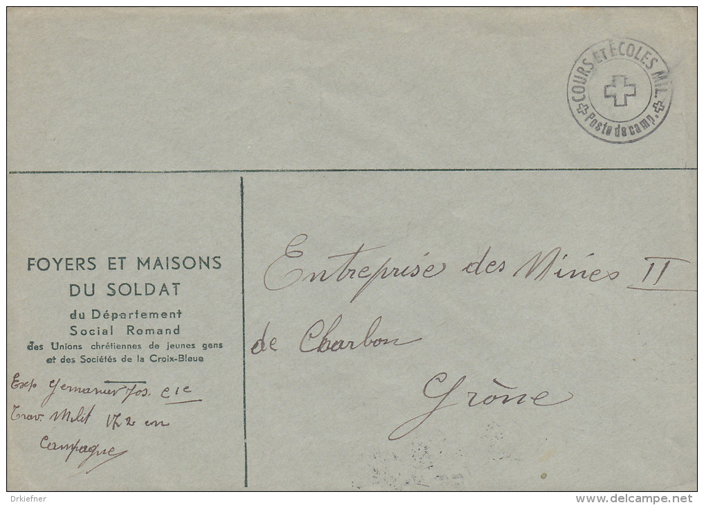SCHWEIZ  Militärsache, Trov. Milit. 172, Stempel: Cours Et Ecoles MIL. Poste De Camp. (2.V.44) - Postmarks