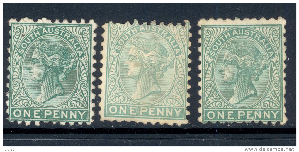 SOUTH AUSTRALIA, 1876 1d Three Shades (P10) Unused No Gum,SG167,a,b, Cat &pound;93 - Gebruikt