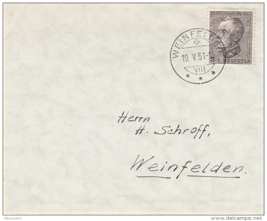 1951 Weinfelden SWITZERLAND COVER 1950 5+5 PRO JUVENTUTE  Stamps - Covers & Documents