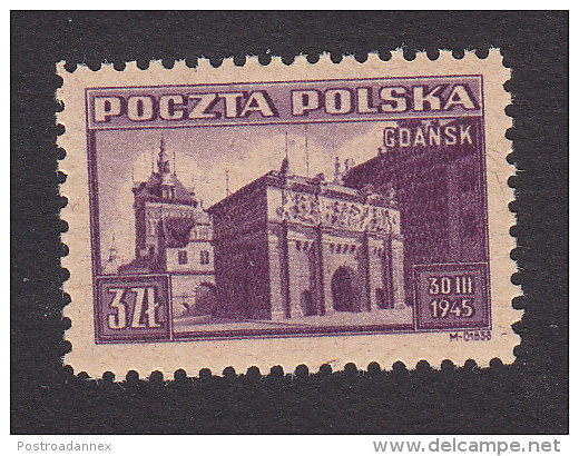 Poland, Scott #372, Mint Hinged, Ancient High Gate, Issued 1945 - Unused Stamps