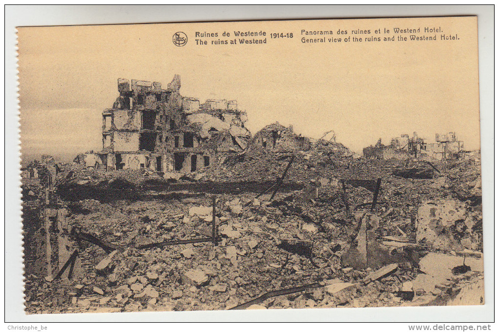 Ruines De Westende 1914-18, Panorama Des Ruines Et Le Westend Hotel (pk22734) - Westende