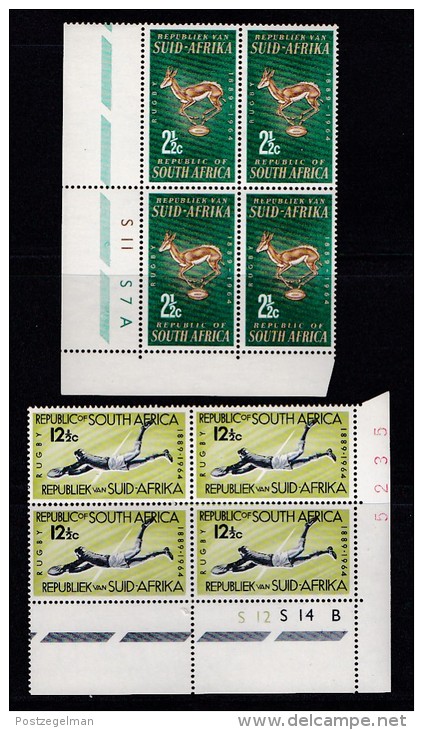 SOUTH AFRICA, 1964, MNH Control Block Of 4, Rugby, M 339-340 - Nuovi