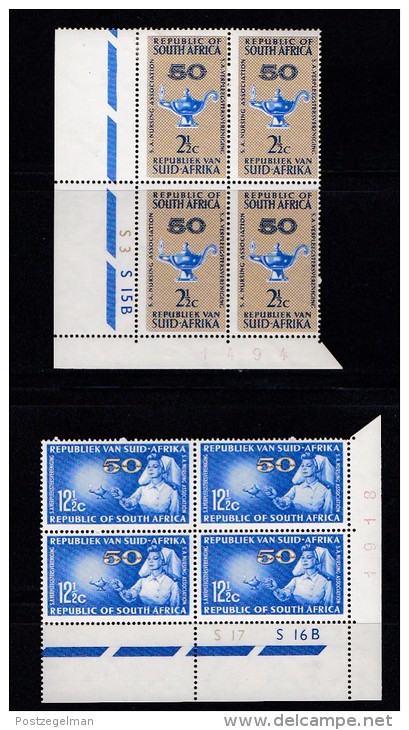 SOUTH AFRICA, 1964, MNH Control Block Of 4, Nursing Association, M 342-343 - Unused Stamps