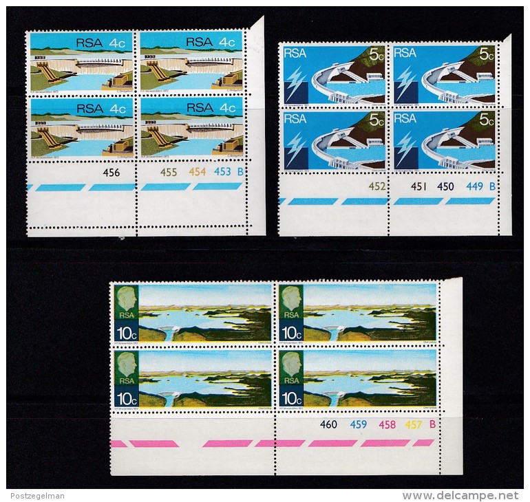 SOUTH AFRICA, 1972, MNH Control Block Of 4, Verwoerd Dam, M 409-411 - Neufs