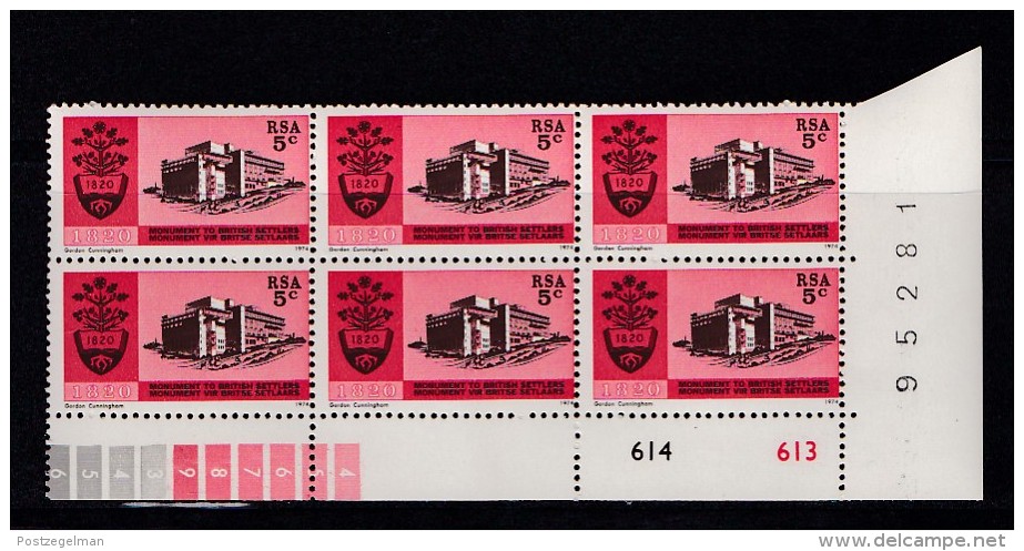 SOUTH AFRICA, 1974, MNH Control Block Of 6, British Emigrants, M 445 - Unused Stamps