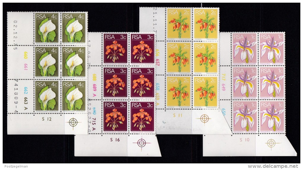 SOUTH AFRICA, 1974, MNH Control Block Of 6, Definitive´s Flora & Fauna, M 447-462 - Neufs