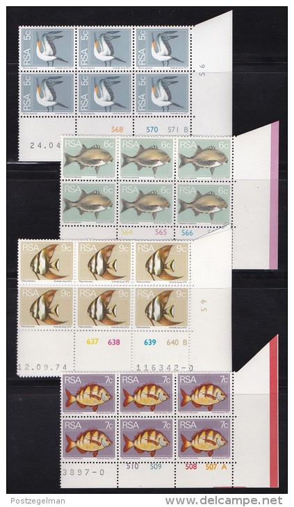 SOUTH AFRICA, 1974, MNH Control Block Of 6, Definitive´s Flora & Fauna, M 447-462 - Neufs