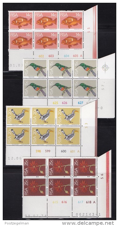 SOUTH AFRICA, 1974, MNH Control Block Of 6, Definitive´s Flora & Fauna, M 447-462 - Unused Stamps