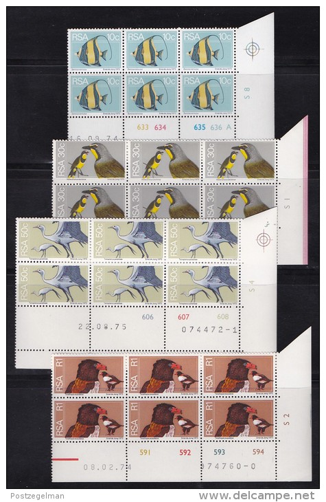 SOUTH AFRICA, 1974, MNH Control Block Of 6, Definitive´s Flora & Fauna, M 447-462 - Unused Stamps