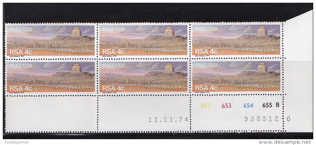 SOUTH AFRICA, 1974, MNH Control Block Of 6, Voortrekkers Monument, M 467 - Nuevos