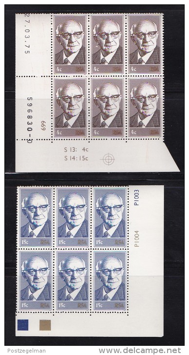 SOUTH AFRICA, 1975, MNH Control Block Of 6, Diederichs, M 469-470 - Unused Stamps