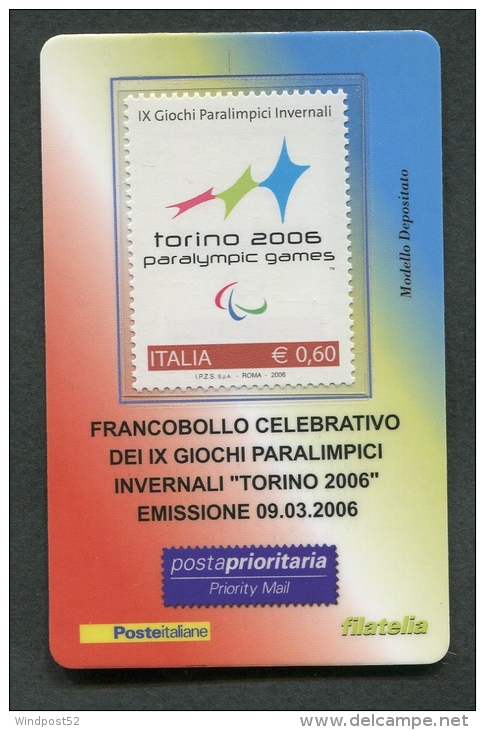 ITALIA TESSERA FILATELICA 2006 - IX GIOCHI PARALIMPICI INVERNALI " TORINO 2006 " - 085 - Philatelic Cards