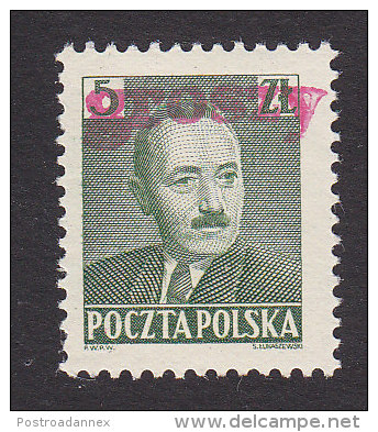 Poland, Scott #478, Mint Hinged, Bierut With Groszy Overprint, Issued 1950 - Unused Stamps