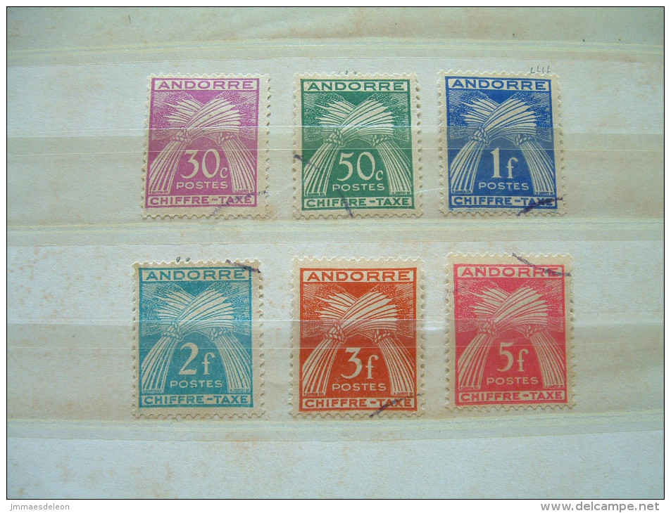 Andorra (french) 1943 - 1946 - Tax Stamps - J22/24, 26/27, 29 = 9.10 $ - Oblitérés