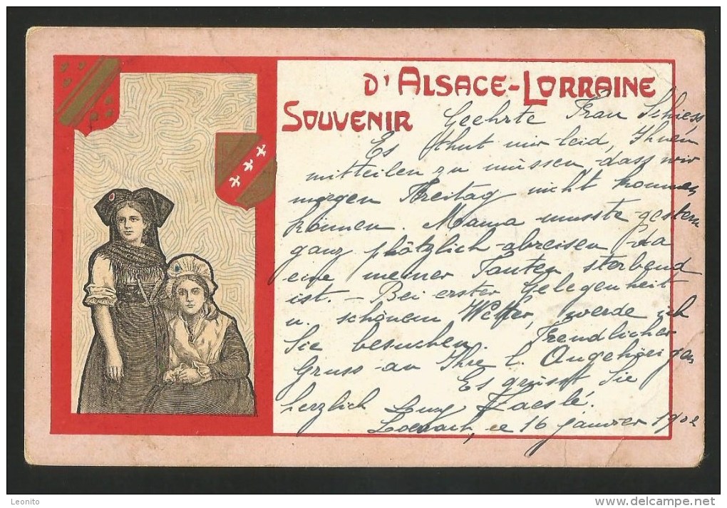 D' ALSACE - LORRAINE Souvenir Bahnpost ZUG 510 Lörrach 1902 - Loerrach