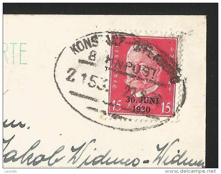 SCHLOSS HORNBERG Beamtenerholungsheim Schwarzwald Freiburg Bahnpost-Stempel Konstanz 1930 - Hornberg