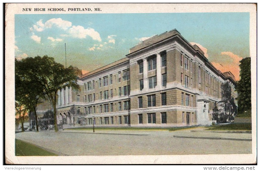 ! 1921 New High School, Portland, Maine, USA, Postcard Exchange Club, Ansichtskartentauschklub - Portland