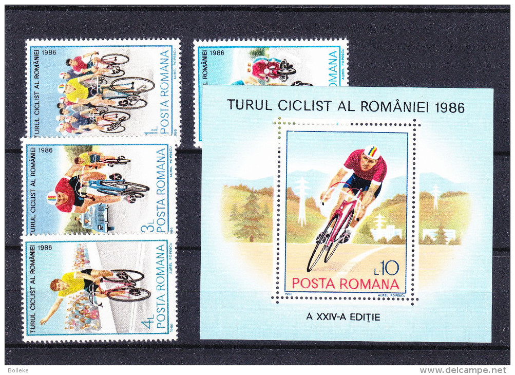 Cyclisme - Voitures - Motos - Roumanie - Yvert 3702 / 05 + Bloc 186 ** -MNH - Valeur 12,50 Euros - Ciclismo