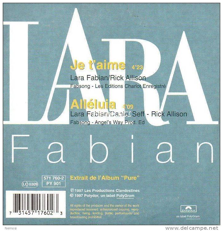 CD - Lara FABIAN - Je T´aime (4.23) - Alléluia (4.09) - Collectors