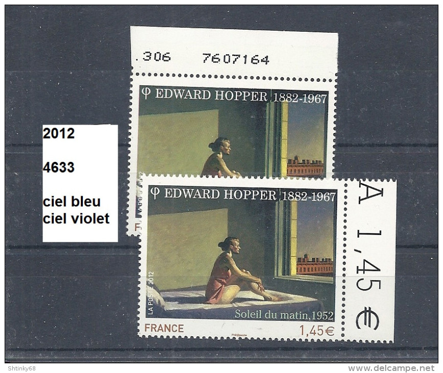 Variété De 2012 Neuf** Y&T N° 4633 Ciel Bleu & Ciel Violet - Unused Stamps