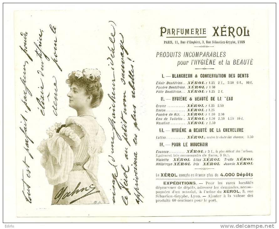 Parfumerie XEROL Superbe Tarif Prospectus Années1910/1920 Avec Témoignages Des Vedettes De L´époque, EXCELLENT ETAT - 1900 – 1949