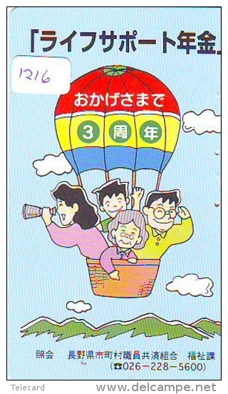 Telecarte  JAPON * Sport * MONTGOLFIERE (1216)  * Hot Air Balloon * Ballon * Aerostato  * PHONECARD JAPAN * - Sport