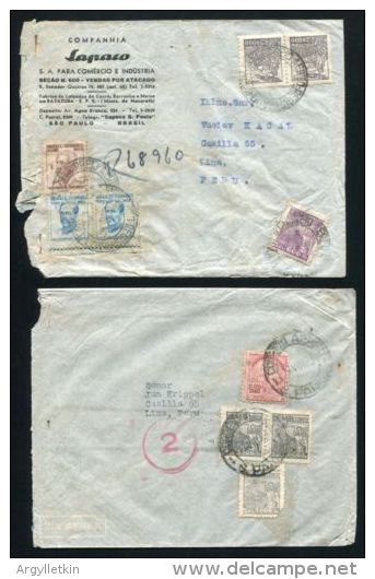 BRAZIL SAO PAOLO AIR MAIL COVERS TO PERU 1942 - Covers & Documents
