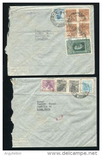 BRAZIL SAO PAOLO AIR MAIL COVERS TO PERU 1942 - Covers & Documents