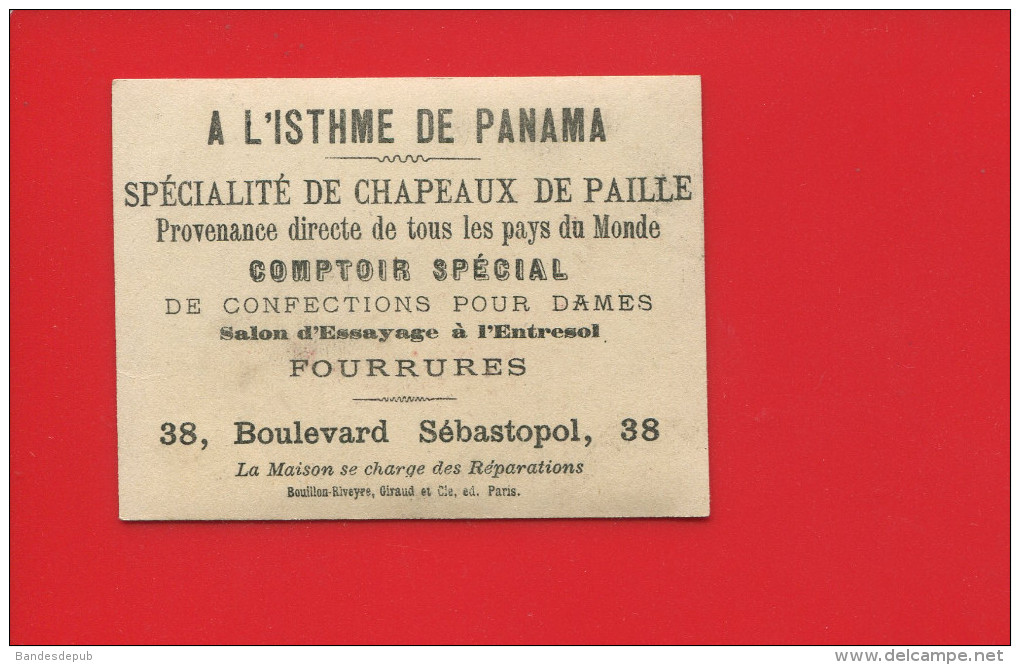 PARIS RUE SEBASTOPOL ISTHME PANAMA CHAPEAUX DE PAILLE CHROMO BOUILLON RIVOYRE  PATIN A GLACE TRAINEAU - Autres & Non Classés