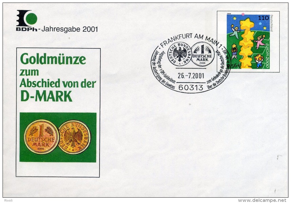 ALLEMAGNE FEDERALE 2001 - LETTRE ENTIER POSTAL EUROPA 2001 -D -MARK - Briefomslagen - Gebruikt