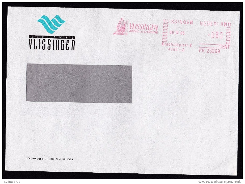 Netherlands: Cover, 1995, Meter Cancel, Municipality Of Vlissingen, Statue (traces Of Use) - Brieven En Documenten