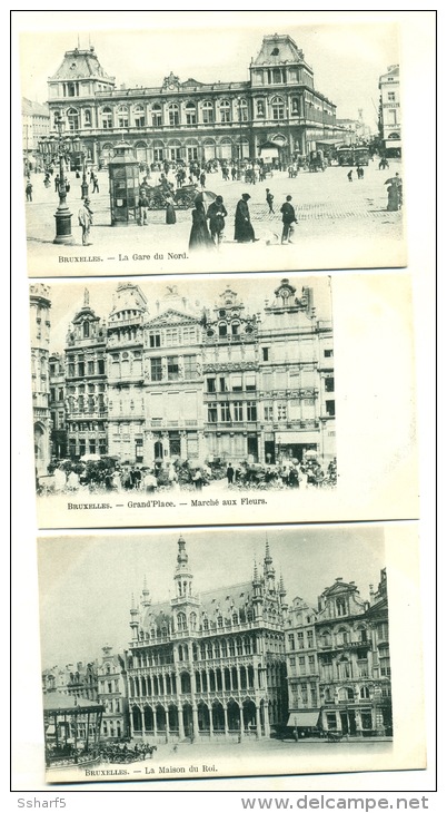 Bruxelles Brussels 3 CPA Gare Du Nord Maison Du Roi Grand'Place Maison Du Roi Dos Non Divisé Env. 1904 - Lotes Y Colecciones