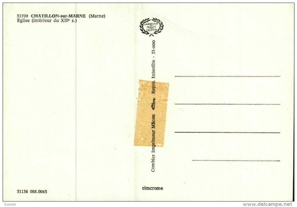 CPSM   (51)     CHATILLON-sur-MARNE  -  Intérieur De L'Eglise - Châtillon-sur-Marne