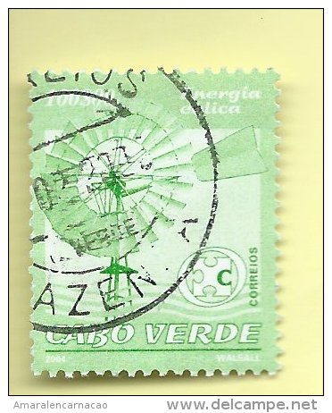 TIMBRES - STAMPS - CAPE VERDE / CAP VERT - 2004 - ENERGIE ÉOLIENNE - TIMBRE OBLITÉRÉ CLÔTURE DE SERIE - Kap Verde