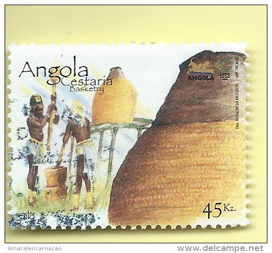TIMBRES - STAMPS - ANGOLA - 2005 - VANNERIE - TIMBRE OBLITÉRÉ CLÔTURE DE SÉRIE - Angola
