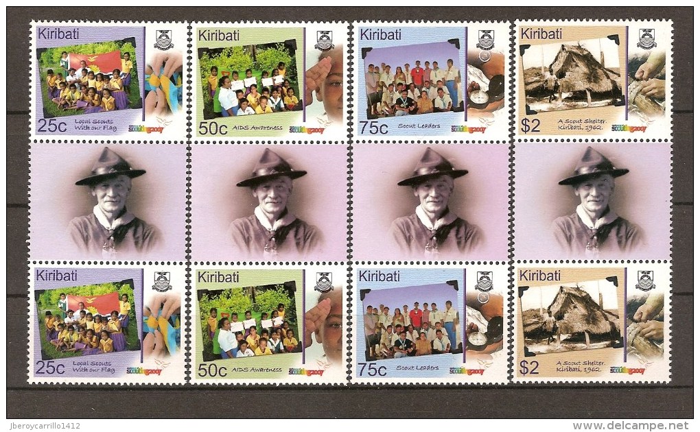 KIRIBATI - 2007-  \" A CENTENARY SCOUT \" -   DOS SERIES De 4 V. Con INTERPANELES. DENTADAS - Otros & Sin Clasificación