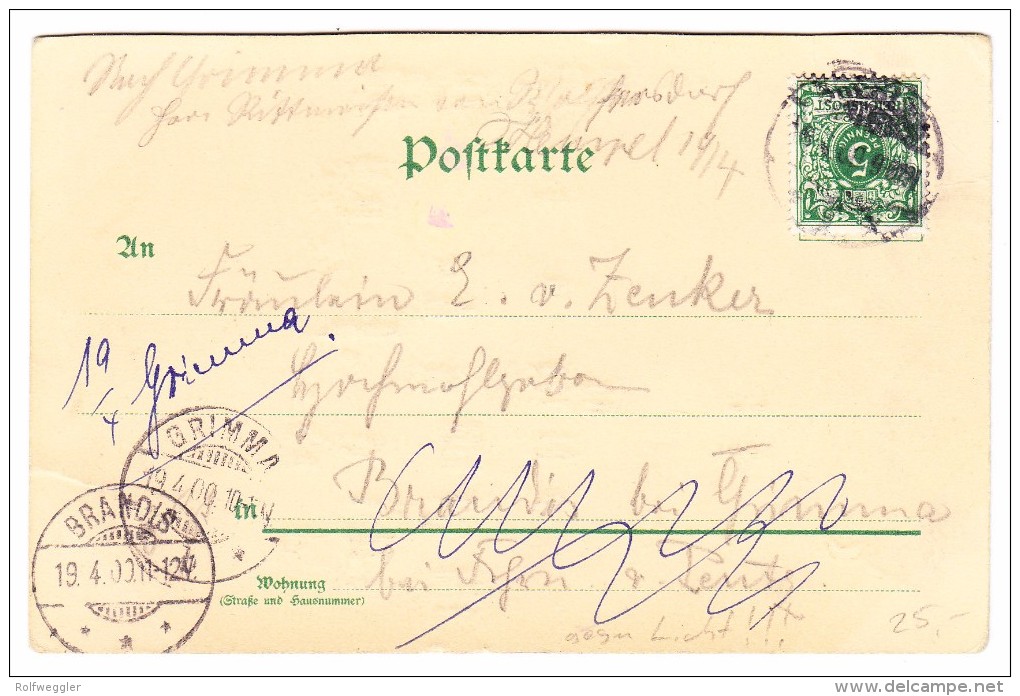 AK Polen Breslau Gruss Aus Karte Ges 19.4.1900 Grimma Nach Brandis Halt Ins Licht Karte W. Hagelberg - Pologne