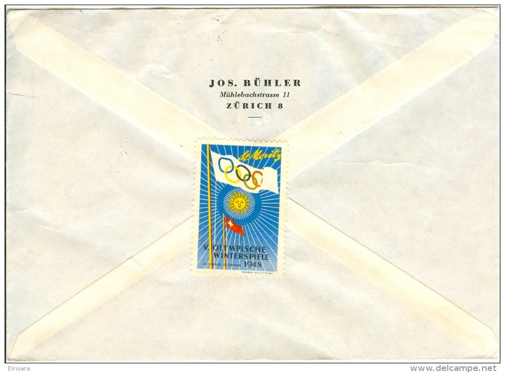 Switzerland Set On Reg.cover With Olympic Cancel From 30.1.48 The Opening Day Of The Games With Posterstamp On The Back - Winter 1948: St-Moritz