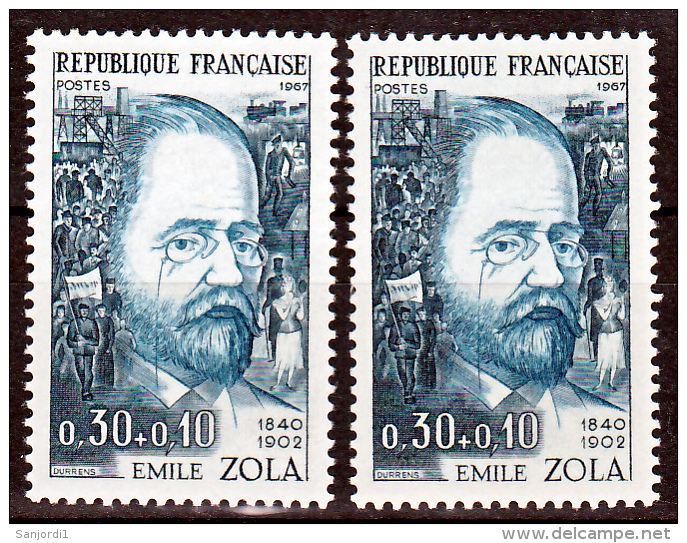 France 1511 Variété Cheveux Personnages Noirs Et Normal Zola Neuf ** TB MNH Sin Charnela - Unused Stamps