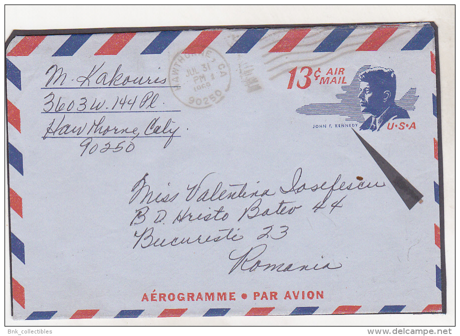 USA Old Aerogramme - Circulated 1969 To Romania - Variant - 1961-80