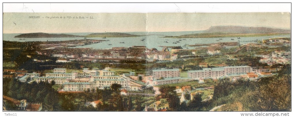 Toulon - Vue Generale De La Ville Et De La Rade - Carte Double Panoramique - Toulon